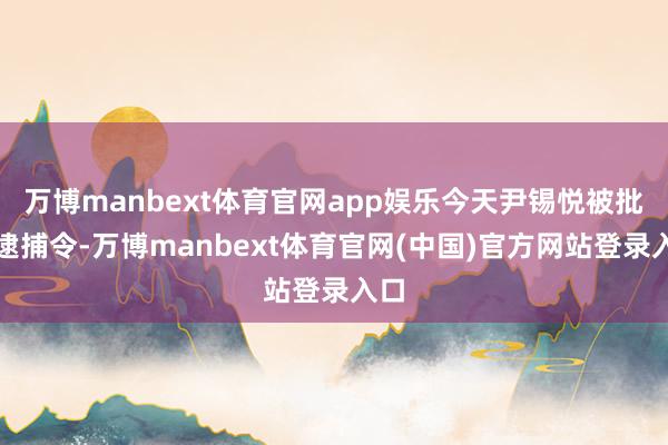 万博manbext体育官网app娱乐今天尹锡悦被批准逮捕令-万博manbext体育官网(中国)官方网站登录入口