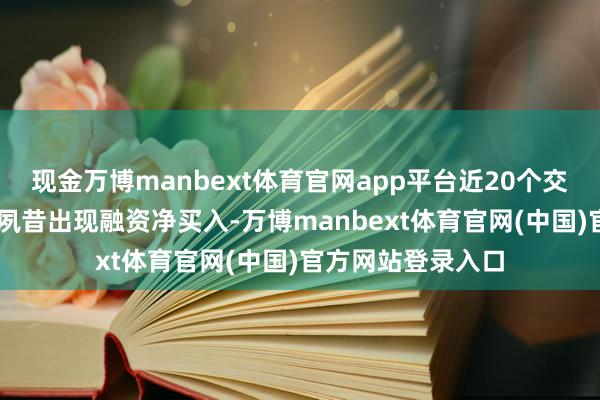 现金万博manbext体育官网app平台近20个交夙昔中有11个交夙昔出现融资净买入-万博manbext体育官网(中国)官方网站登录入口