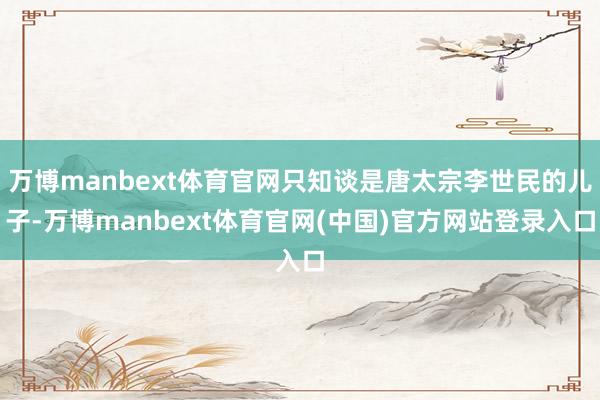 万博manbext体育官网只知谈是唐太宗李世民的儿子-万博manbext体育官网(中国)官方网站登录入口